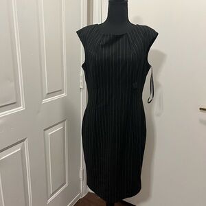 Calvin Klein Black Pinstripe Midi Dress